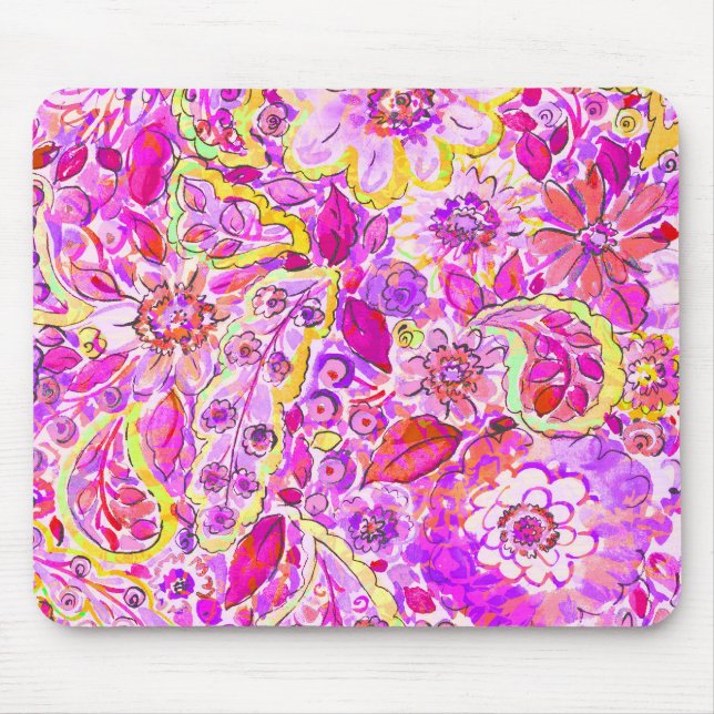 Mousepad Flores abstratas cor-de-rosa fofas (Frente)