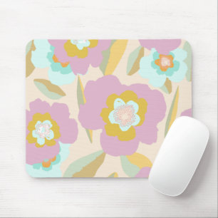 Mousepad Flores abstrato   Padrão Floral Pastel Lilac