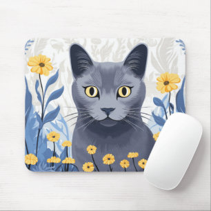 Mousepad Flores Amarelas do Gato Azul Russo
