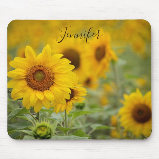 Mousepad Flores Amarelas do Mouse Sunflower Personalizadas (Frente)