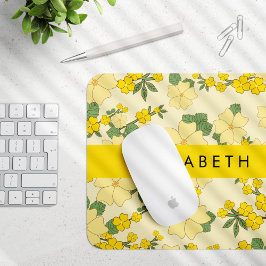 Mousepad Flores Amarelas, Padrão De Flores, Seu Nome