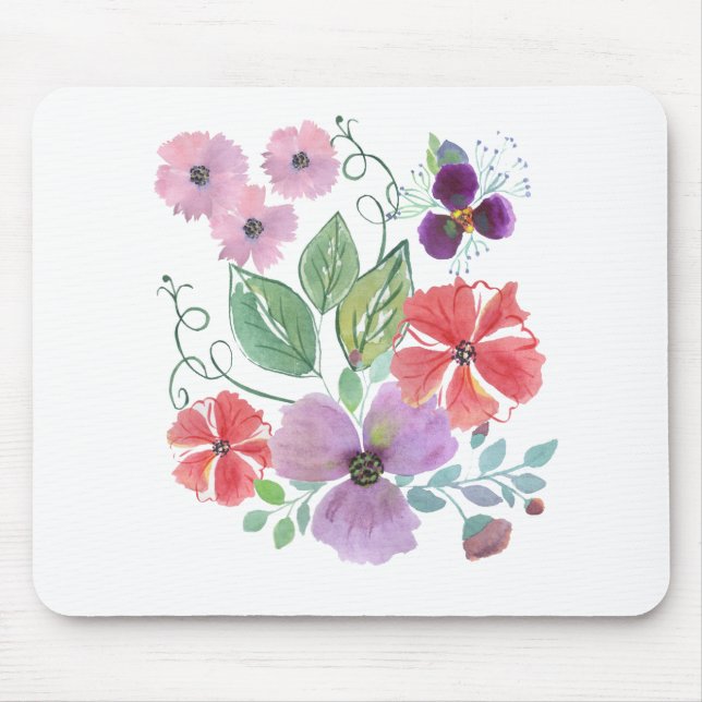 Mousepad Flores aquarelas. (Frente)