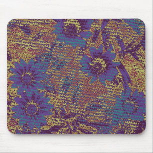 Mousepad Flores azuis contra o teste padrão da camuflagem