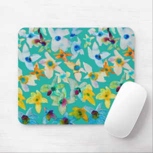 Mousepad Flores azuis de cor aquosa