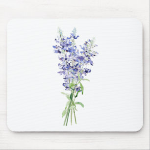 Mousepad flores azuis do copo-medida buquê aquarela
