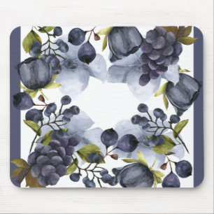 Mousepad Flores azuis e frutas no quadro