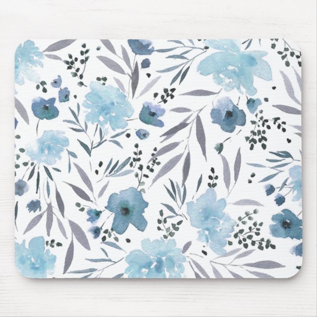 Mousepad flores azuis e modernas (Frente)