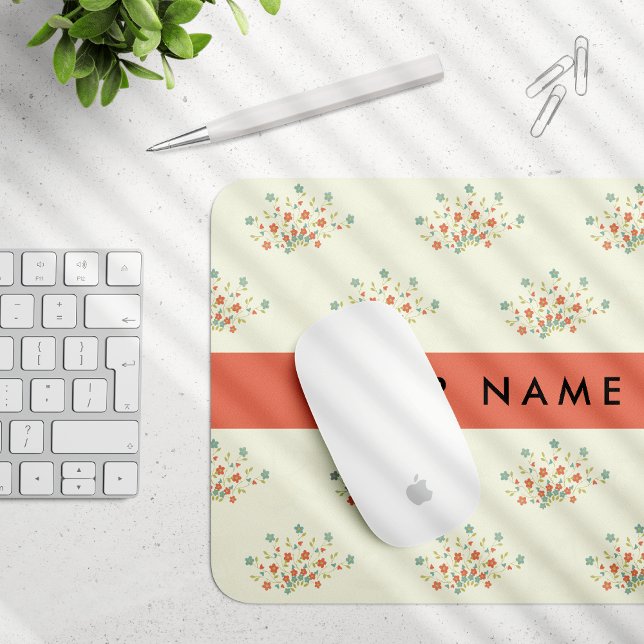Mousepad Flores Azuis e Vermelhas, Vermelho, Seu Nome (Criador carregado)