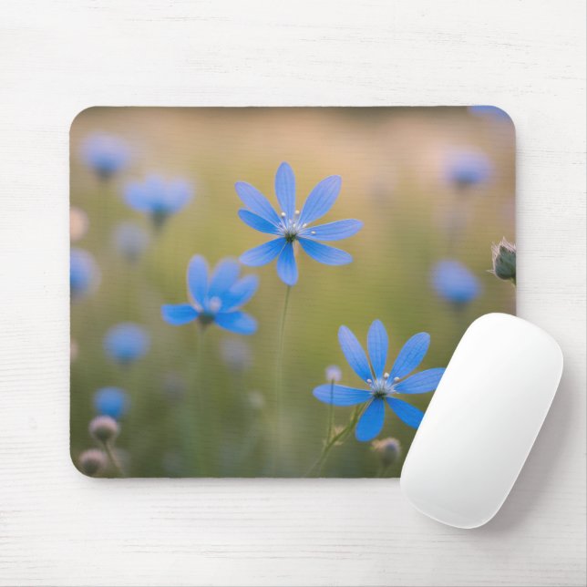 Mousepad Flores Azuis em Prado (Com mouse)