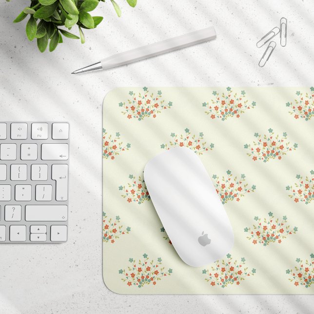 Mousepad Flores Azuis, Flores Vermelhas, Padrão De Flores (Criador carregado)