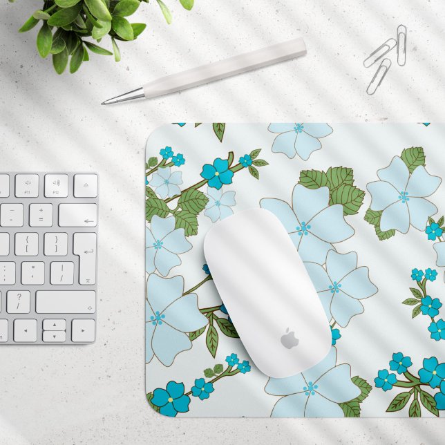 Mousepad Flores Azuis, Padrão Floral, Padrão De Flores (Criador carregado)