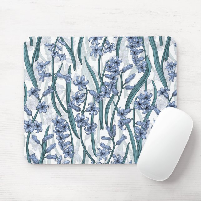 Mousepad Flores Blue Hyacinth em branco (Com mouse)