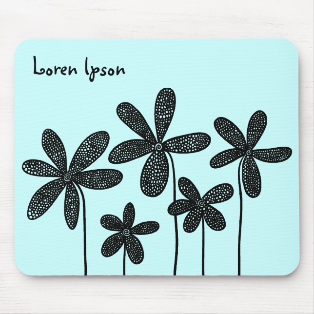 Mousepad Flores bonito - Azul-Gelo (Frente)