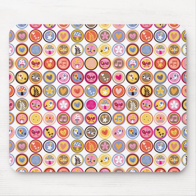 Mousepad flores bonitos, pássaros, teste padrão dos (Frente)