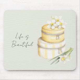 Mousepad Flores Brancas Amarelas