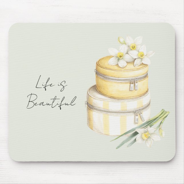 Mousepad Flores Brancas Amarelas (Frente)