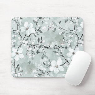 Mousepad Flores Brancas de Cinzas Chic