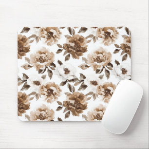Mousepad Flores Brancas de Creme Castanho
