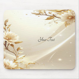 Mousepad Flores Brancas e Douradas