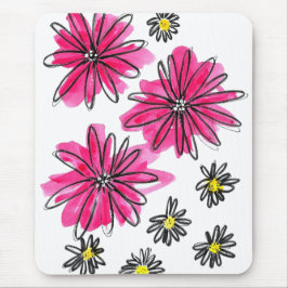 Mousepad Flores Brancas e Rosa Quiméricas