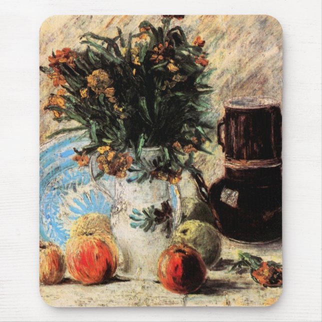 Mousepad Flores, Cafeteira e Frutas de Vincent van Gogh (Frente)