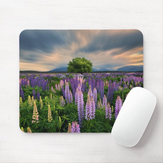 Mousepad Flores | Campo de linha na Nova Zelândia (Com mouse)