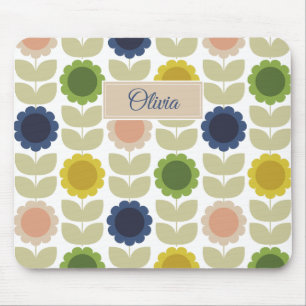 Mousepad Flores Caules Verão Groovy Retro