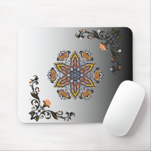 Mousepad Flores Celestiais – Mandalas Florais em Preto e Br