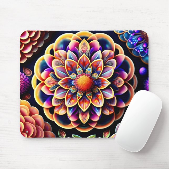 Mousepad Flores Coloridas 3D Vibrantes (Com mouse)