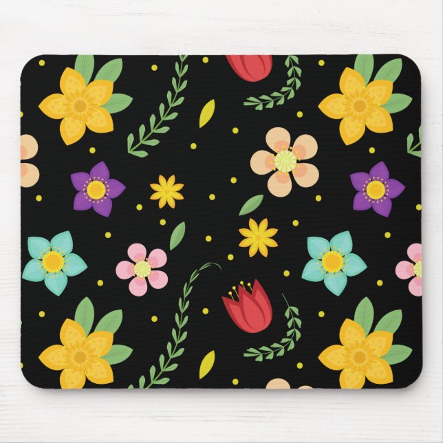 Mousepad Flores Coloridas Aquarela Fofa (Frente)