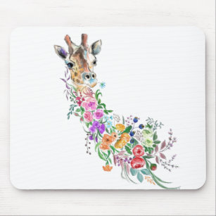 Mousepad Flores Coloridas Buquê Girafa - Moderna Desenho