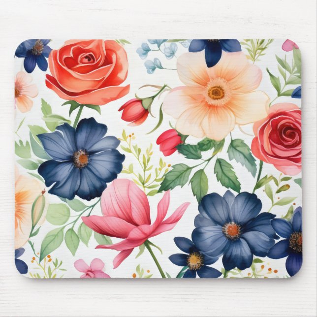 Mousepad Flores Coloridas Delicadas (Frente)
