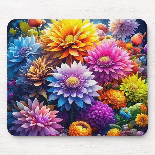 Mousepad Flores Coloridas em Aquarela   (Frente)