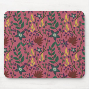 Mousepad Flores cor-de-rosa com padrão uniforme floral folh