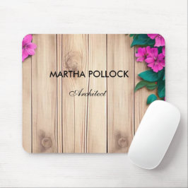 Mousepad Flores cor-de-rosa madeira castanha