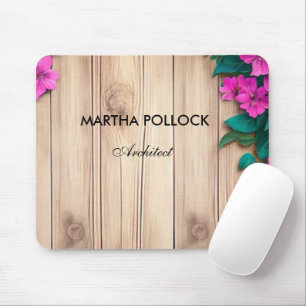 Mousepad Flores cor-de-rosa madeira castanha