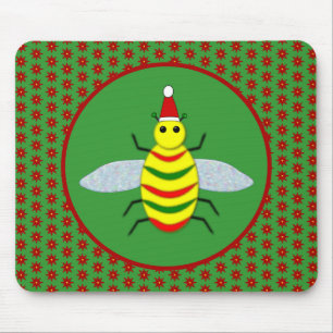 Mousepad Flores de Abelhas de Natal e Poinsettia