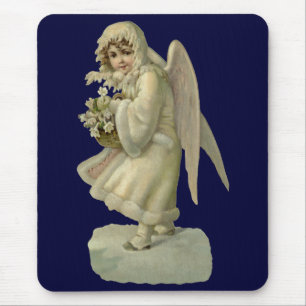 Mousepad Flores de Anjo de Natal Vintage, Recorte de Metal 