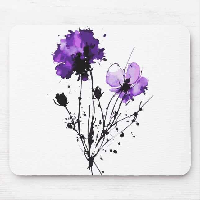 Mousepad Flores de Aquarela abstrato (Frente)