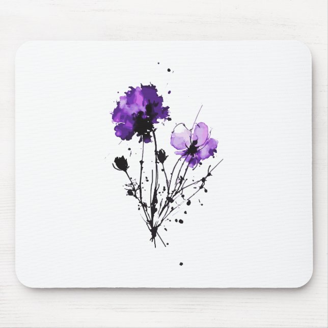 Mousepad Flores de Aquarela abstrato (Frente)