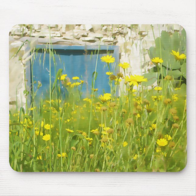Mousepad Flores de aquarela amarelas (Frente)