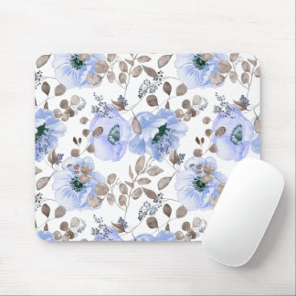 Mousepad Flores de Aquarela Azul-Chic