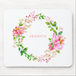 Mousepad Flores de Aquarela Rosa Personalizadas<br><div class="desc">Pink Watercolor Flores Personalizadas do Mouse</div>