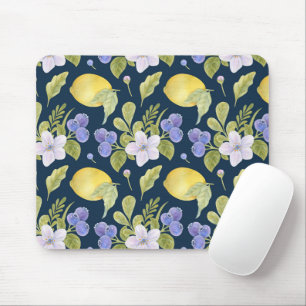 Mousepad Flores de aquarelas, mirtilo e azedo