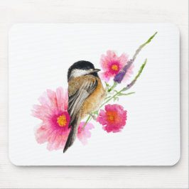 Mousepad Flores de Arte com Cadeias Negras de Chickadee