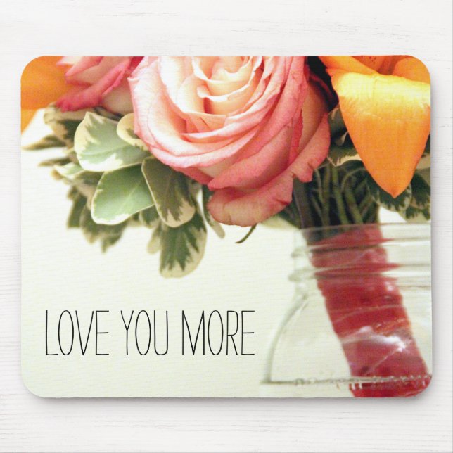 Mousepad flores de casamento rosa laranja rosa personalizar (Frente)