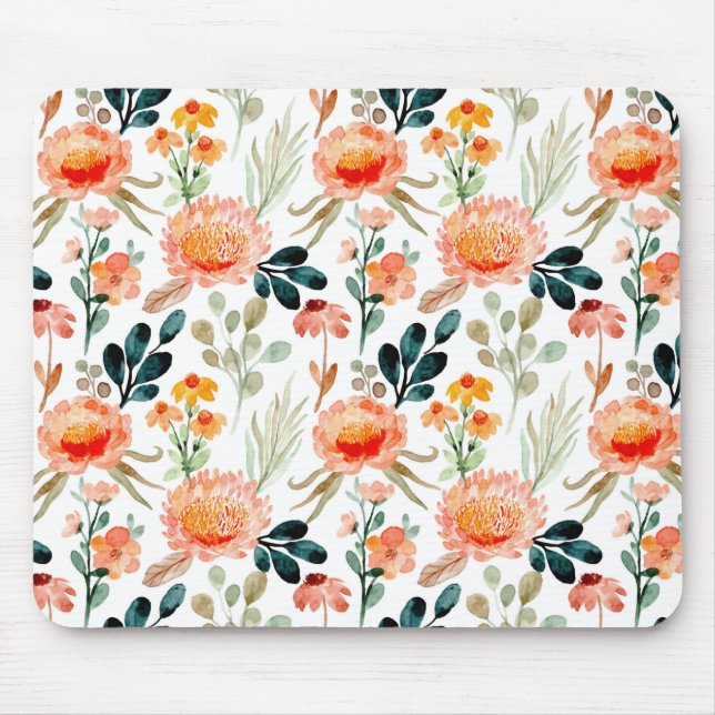 Mousepad Flores de cor aquosa laranja (Frente)