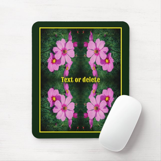 Mousepad Flores de Cosmos Rosa Abstrato Personalizadas (Com mouse)