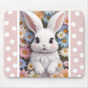 Mousepad Flores De Daisy Pastel Brancos Bonitos