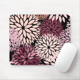 Mousepad Flores de Dália Rosa Jardim Floral Romântico